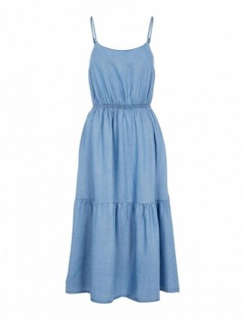 Robe Femme  - Pcwhy Asy Strap Midi Lyocell Dress-Bi Bc (Light Blue Denim)