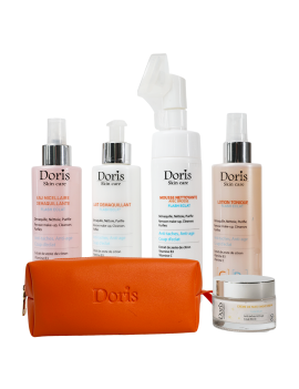 KIT SOIN VISAGE - VITAMINE C – FLASH ECLAT – BY DORIS - 5 EN 1 + TROUSSE GRATUITE