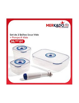 Set de 3 boîtes sous vide + Pompe à vide