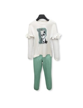 Pyjama Panda (top + pantalon) pour Fille