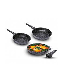 SET DE 3 POÊLES 24/26/28CM FONTE D'ALUMINIUM TECHWOOD
