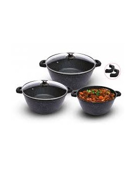 SET DE 3 FAITOUTS 20/24/28CM FONTE D'ALUMINUIM TECHWOOD
