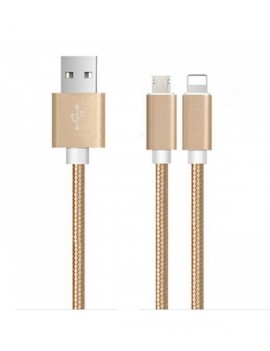 Cable JeDEL 2 en 1 USB to Micro USB+Iphone réf CB-412