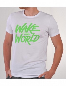 T shirt Homme Col  Rond  Serigraphie Wake the world