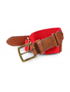 Ceinture - Textile With Leather Details Polo Ralph Lauren - Montego Red